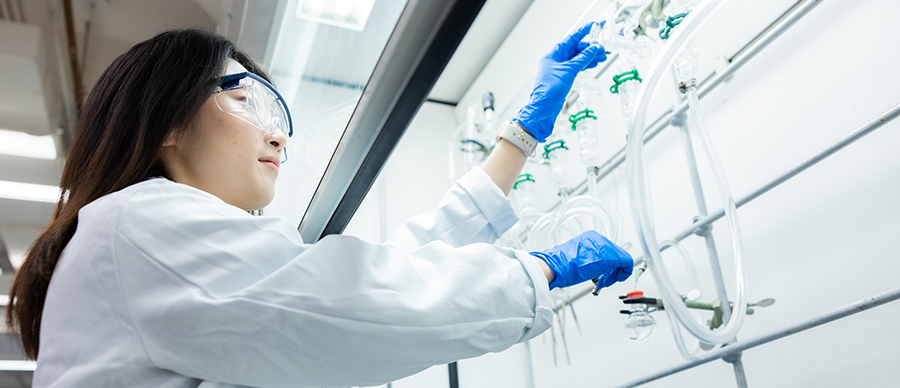 Penn’s Master of Chemical Sciences student in the lab